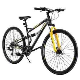 Mountain Bike, 29in. MTB Bicycle with Full Dual Suspension, 24 Speeds Twist Shifting, Comfort Saddle, Dual Disc Brakes, Aluminum Alloy Frame