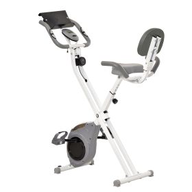 Folding Exercise Bike, Indoor Stationary Bike with 8-Level Magnetic Resistance and LCD Monitor, for Cardio Workout Grey