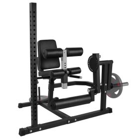 Only Supports Self Pickup  Leg Extension And Curl Machine, Adjustable Plate Lower Body Specific Leg Machine With Squat Rack, Tones Leg Muscles, H (Option: Black)