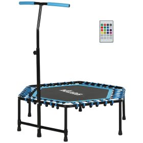 45 Rebounder Trampoline For Adults, Quiet Bungee Rebounder With LED Lights And Adjustable Handle, Blue (Option: Blue)